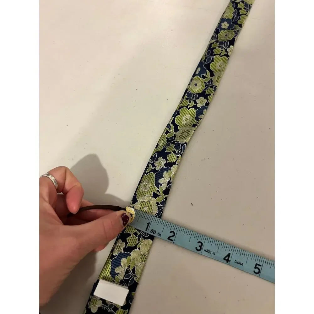 J.Crew 100% Silk Blue Green Floral Wrap Belt Size Small Medium